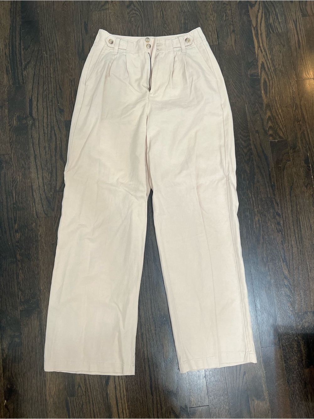 Madewell Light Tan Pleated Wide Leg Linen Blend Pants Size 00